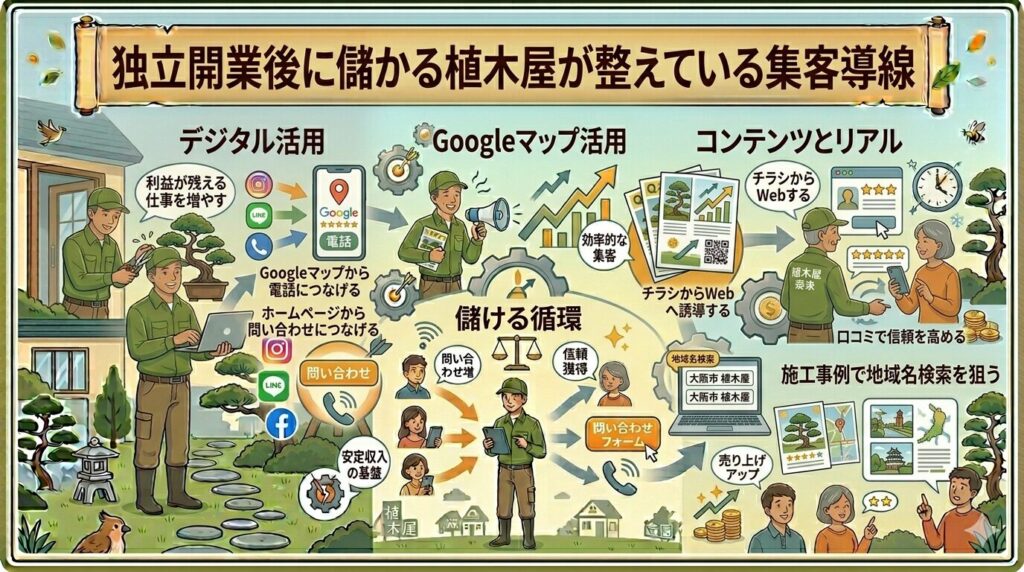 独立開業後に儲かる植木屋が整えている集客導線
