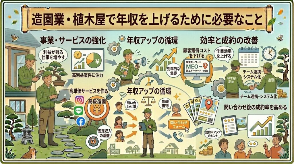 造園業・植木屋で年収を上げるために必要なこと