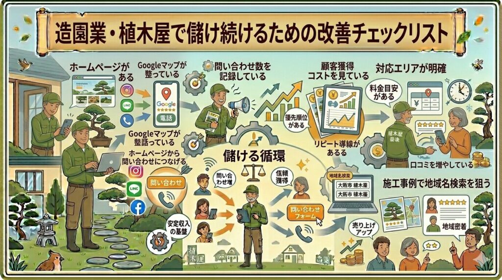 造園業・植木屋で儲け続けるための改善チェックリスト