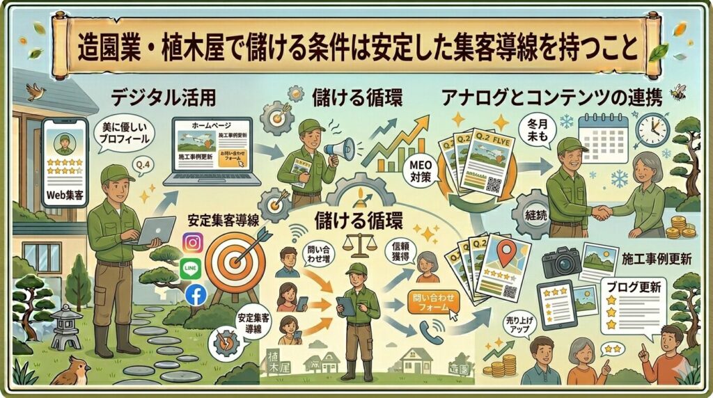 造園業・植木屋で儲ける条件は安定した集客導線を持つこと