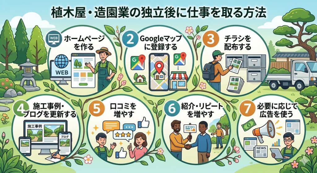 植木屋・造園業の独立後に仕事を取る方法