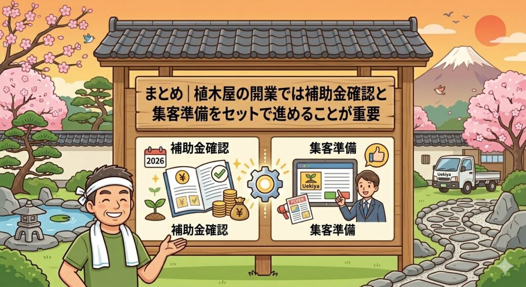 まとめ|植木屋の開業では補助金確認と集客準備をセットで進めることが重要