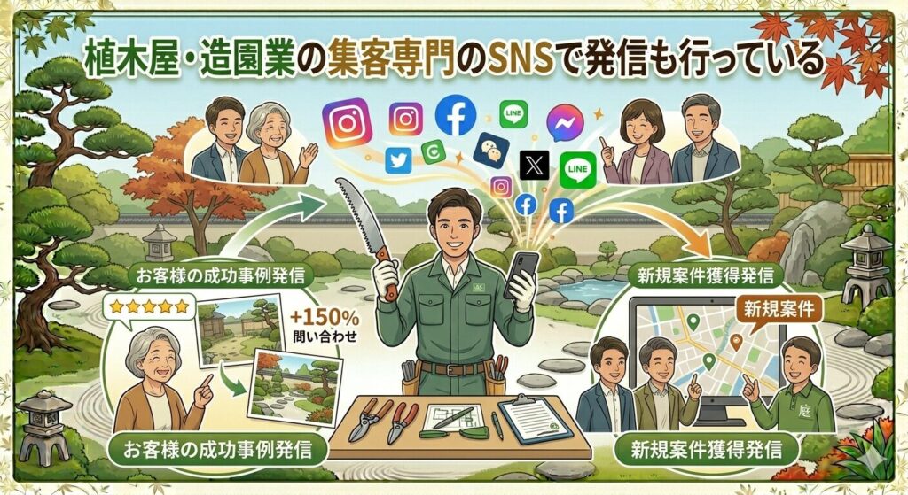 植木屋・造園業の集客専門のSNSで発信も行っている