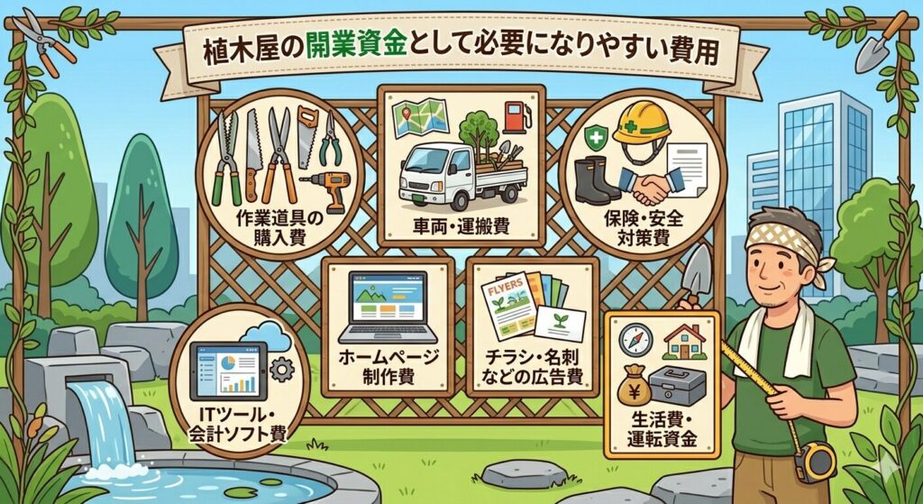 植木屋の開業資金として必要になりやすい費用