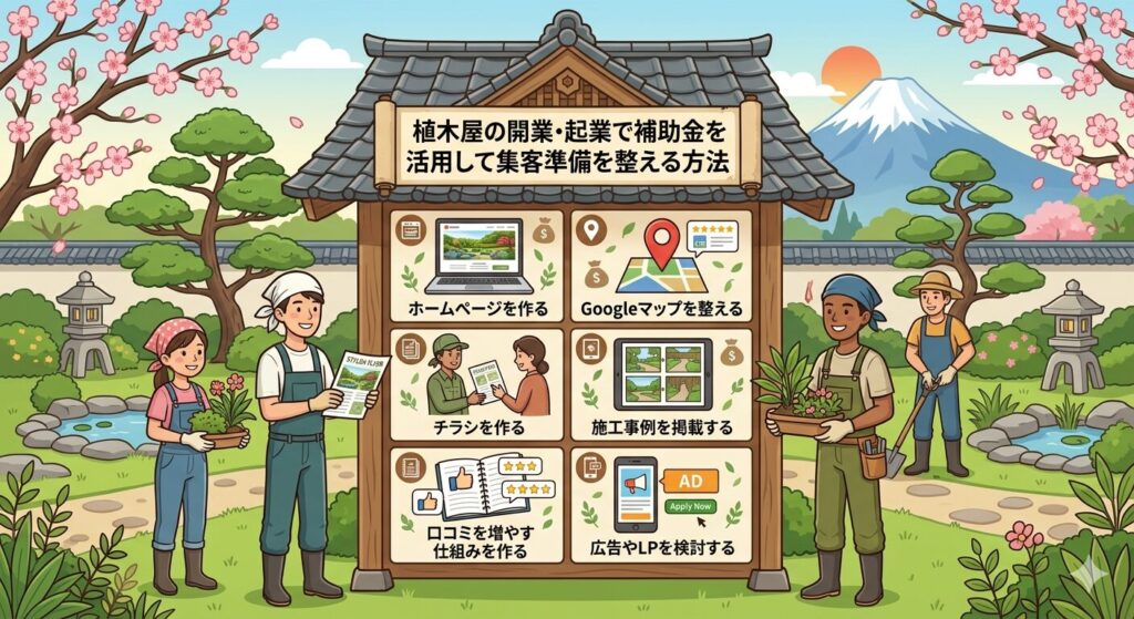 植木屋の開業・起業で補助金を活用して集客準備を整える方法