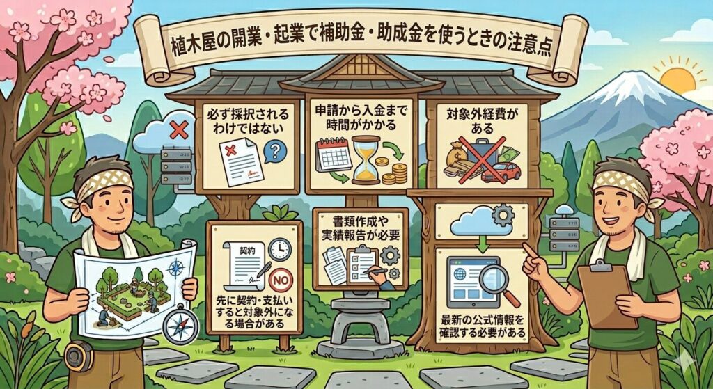 植木屋の開業・起業で補助金・助成金を使うときの注意点