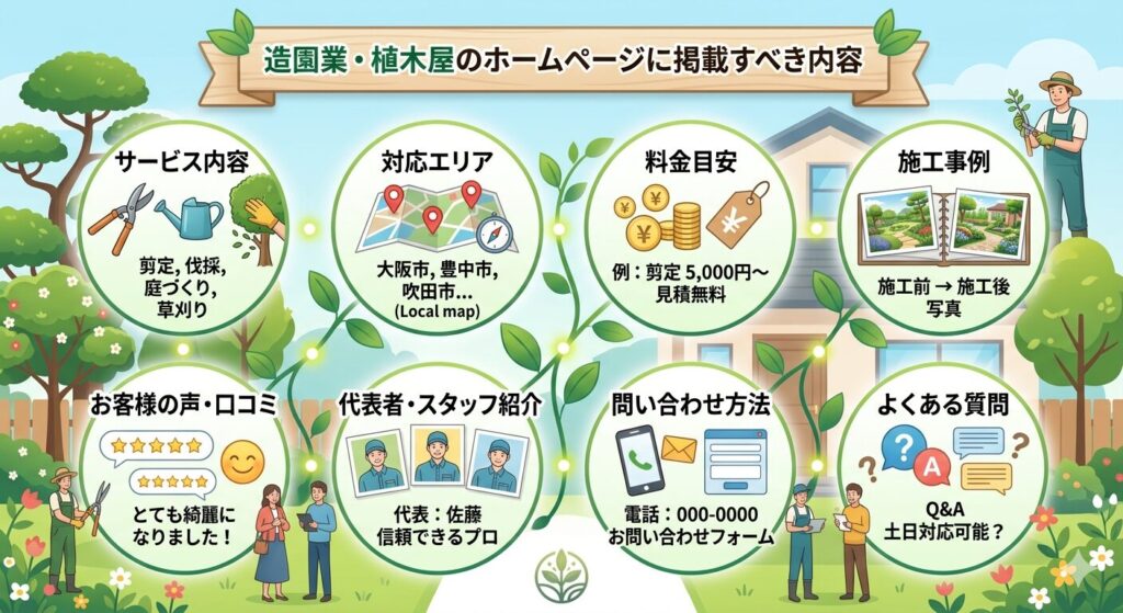 造園業・植木屋のホームページに掲載すべき内容