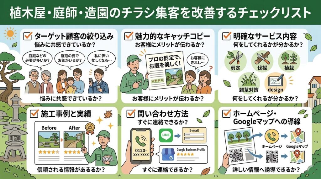 植木屋・庭師・造園のチラシ集客を改善するチェックリスト