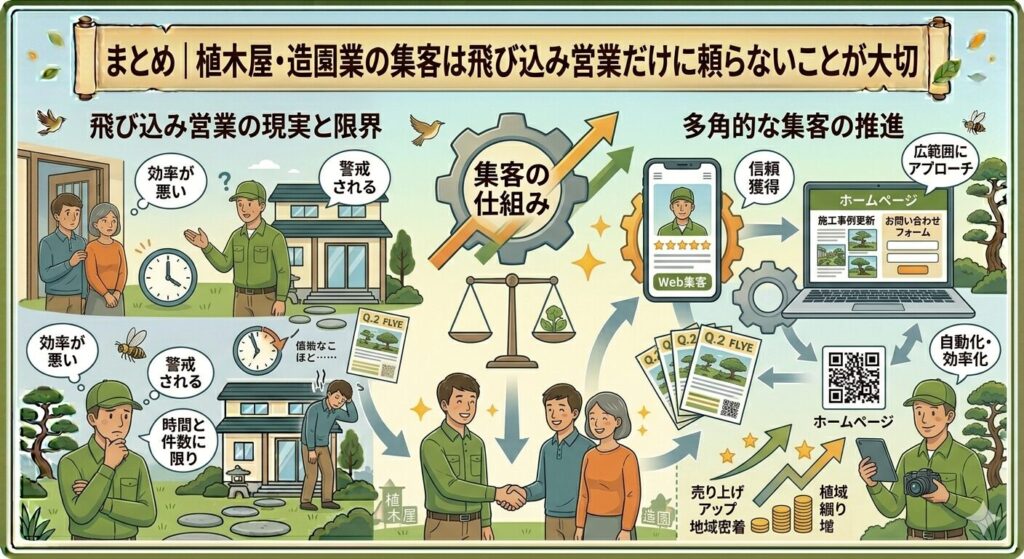 まとめ|植木屋・造園業の集客は飛び込み営業だけに頼らないことが大切