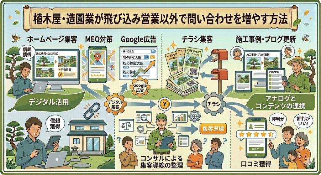植木屋・造園業が飛び込み営業以外で問い合わせを増やす方法