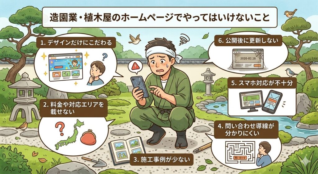 造園業・植木屋のホームページでやってはいけないこと