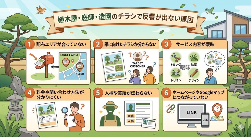 植木屋・庭師・造園のチラシで反響が出ない原因