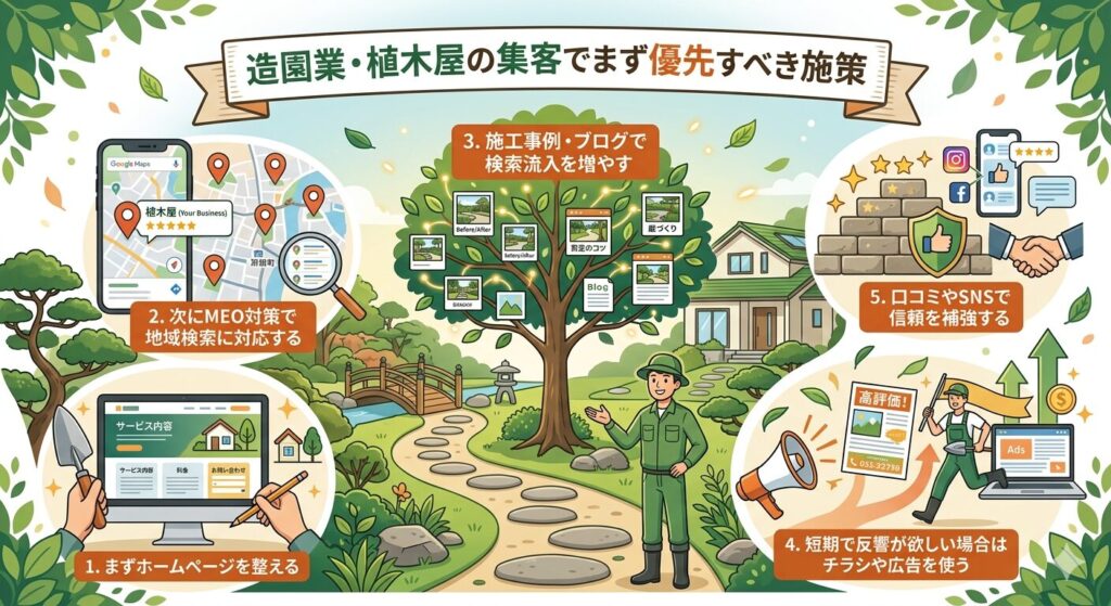造園業・植木屋の集客でまず優先すべき施策