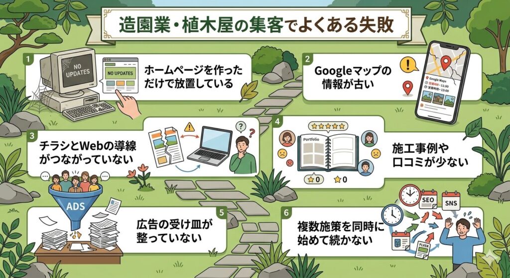 造園業・植木屋の集客でよくある失敗
