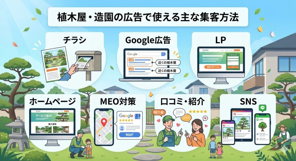植木屋・造園の広告で使える主な集客方法
