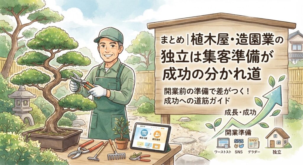 まとめ｜植木屋・造園業の独立は集客準備が成功の分かれ道