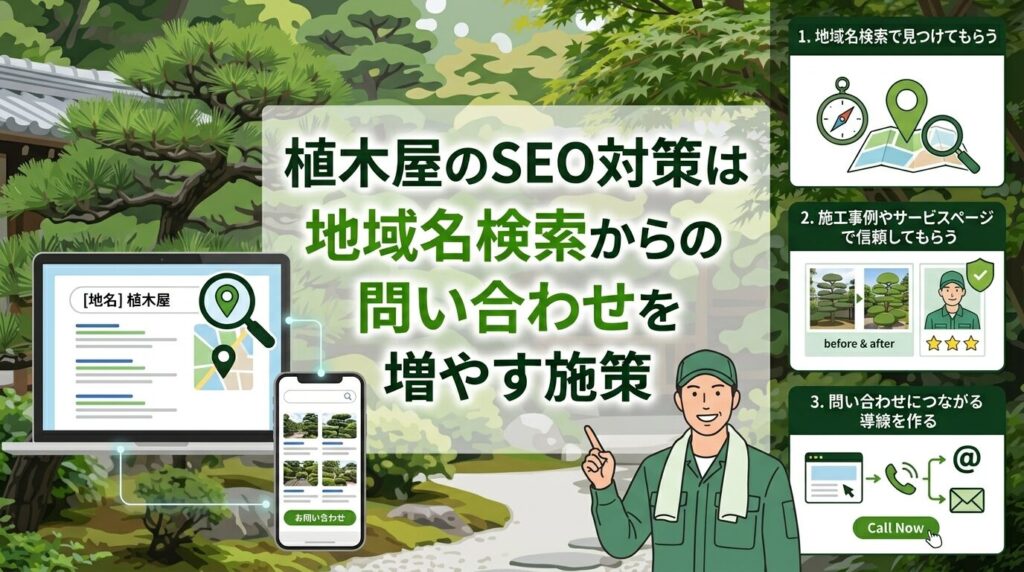 植木屋のSEO対策は地域名検索からの問い合わせを増やす施策