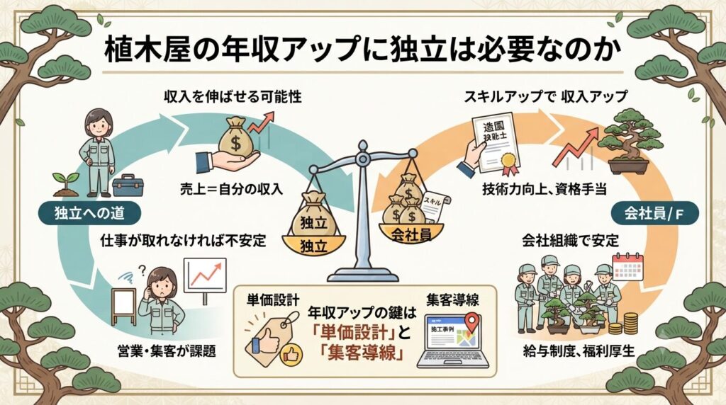 植木屋の年収アップに独立は必要なのか
