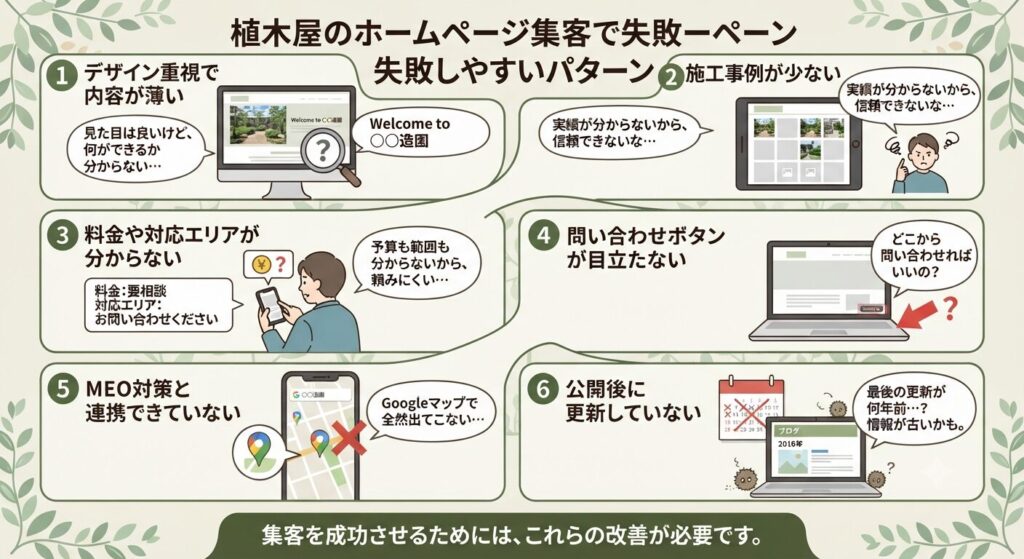植木屋のホームページ集客で失敗しやすいパターン