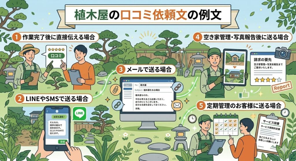 植木屋の口コミ依頼文の例文