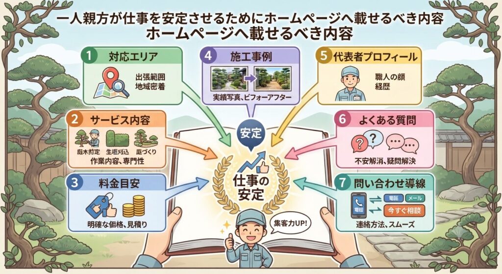 一人親方が仕事を安定させるためにホームページへ載せるべき内容