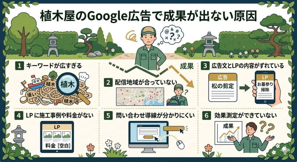 植木屋のGoogle広告で成果が出ない原因