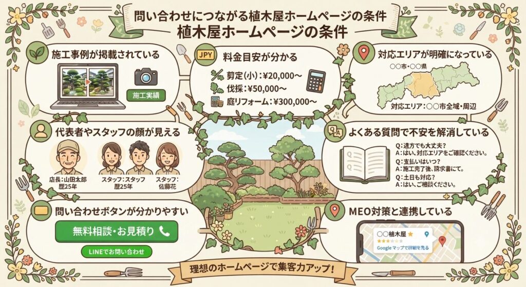 問い合わせにつながる植木屋ホームページの条件