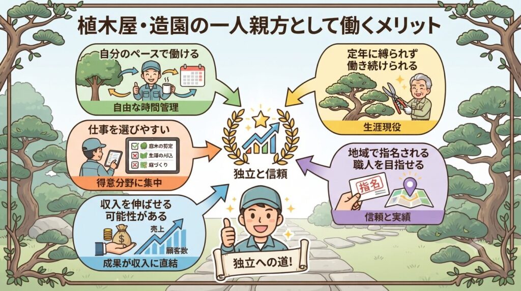 植木屋・造園の一人親方として働くメリット