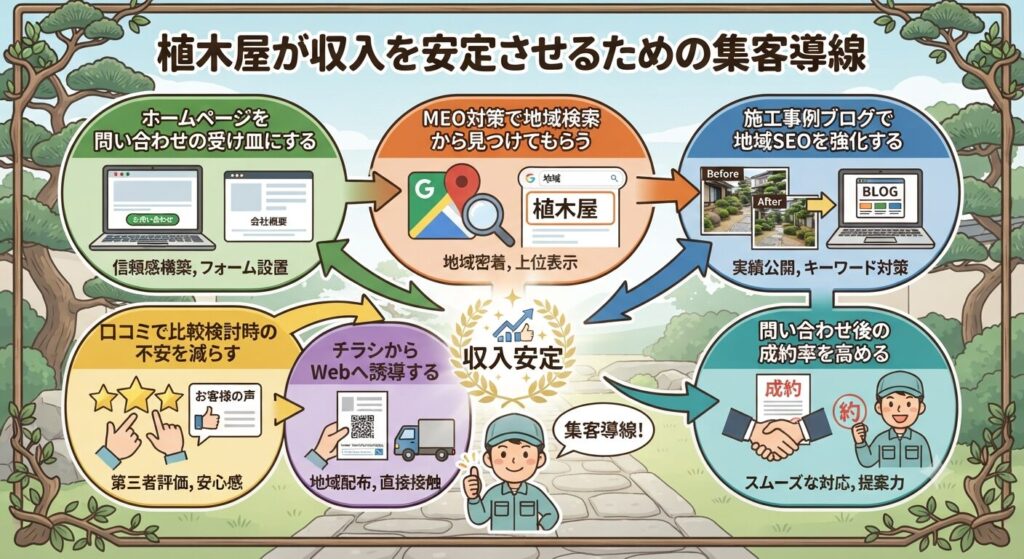 植木屋が収入を安定させるための集客導線