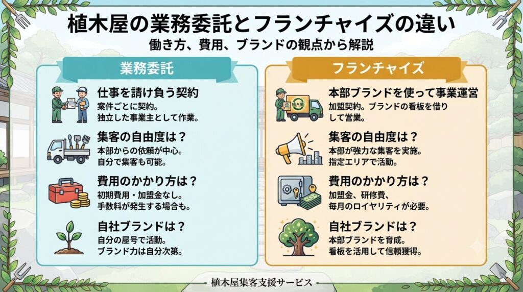 植木屋の業務委託とフランチャイズの違い