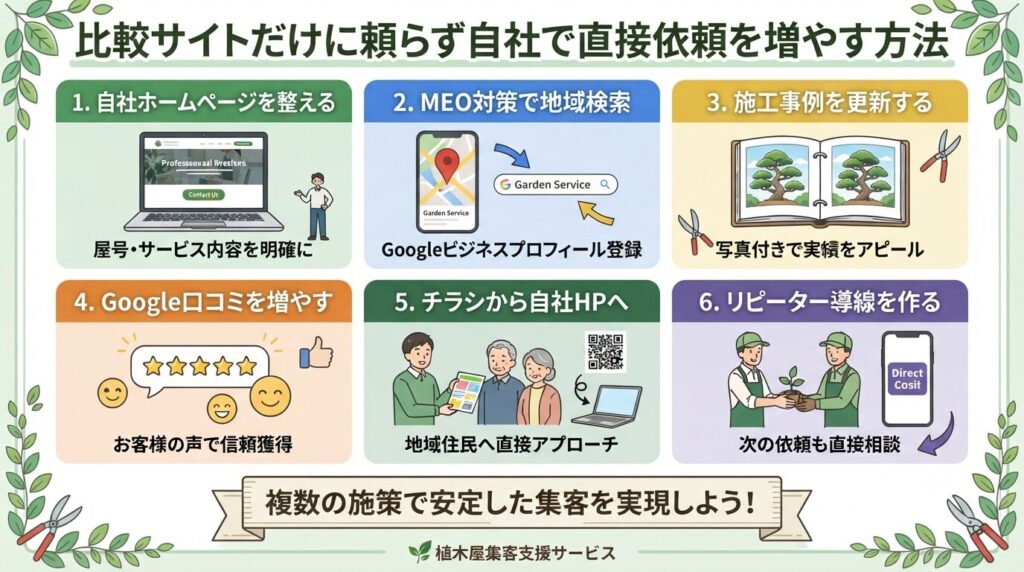 比較サイトだけに頼らず自社で直接依頼を増やす方法