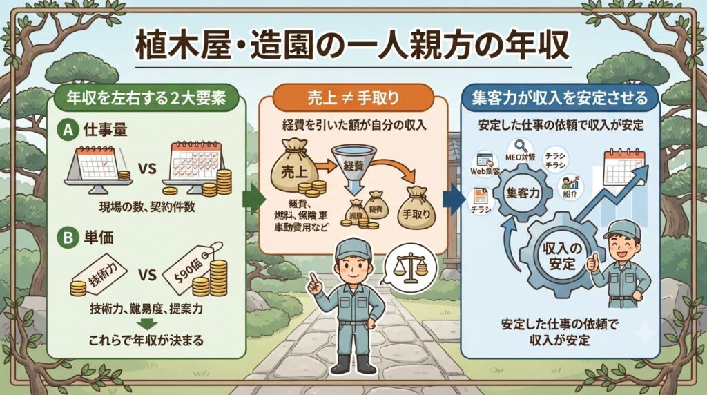 植木屋・造園の一人親方の年収