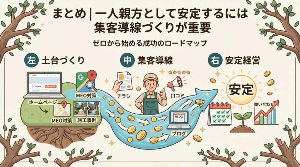 まとめ｜一人親方として安定するには集客導線づくりが重要