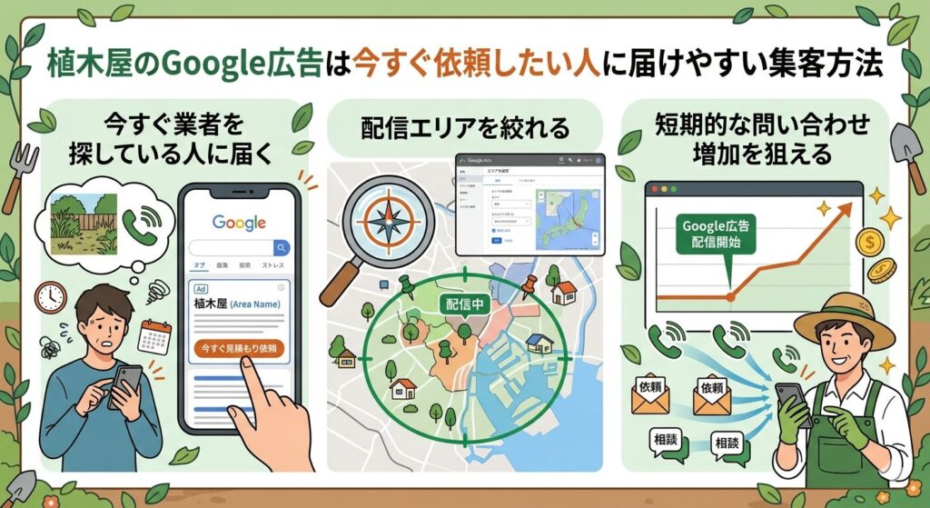 植木屋のGoogle広告は今すぐ依頼したい人に届けやすい集客方法