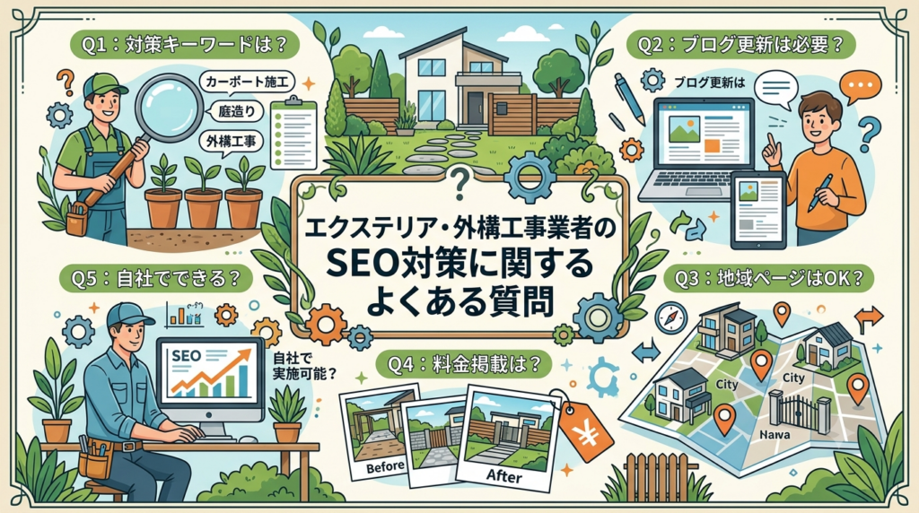 エクステリア・外構工事業者のSEO対策に関するよくある質問