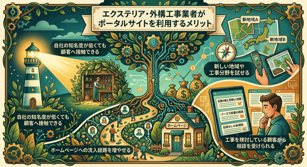 エクステリア・外構工事業者がポータルサイトを利用するメリット