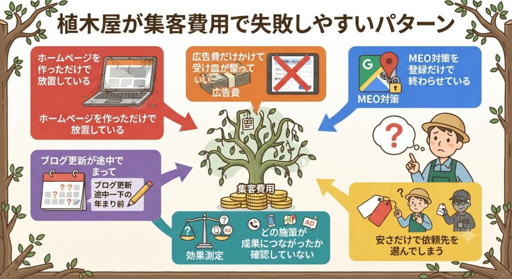 植木屋が集客費用で失敗しやすいパターン