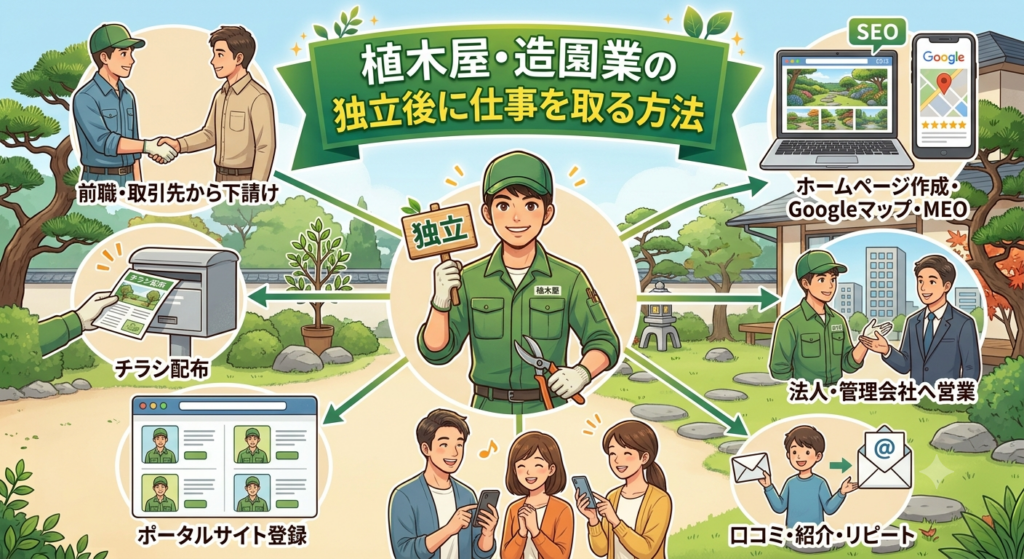 植木屋・造園業の独立後に仕事を取る方法