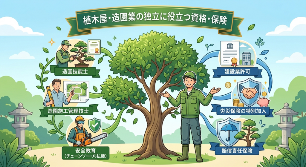 植木屋・造園業の独立に役立つ資格・保険