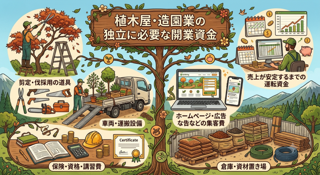 植木屋・造園業の独立に必要な開業資金