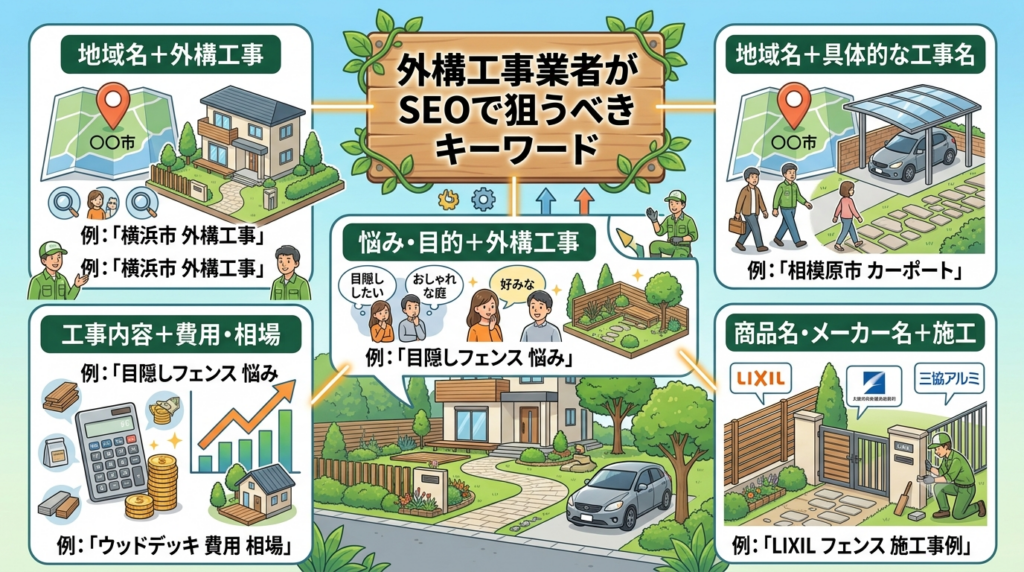 外構工事業者がSEOで狙うべきキーワード