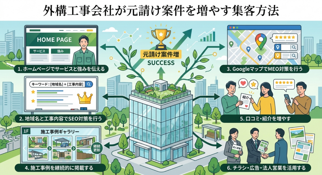 外構工事会社が元請け案件を増やす集客方法