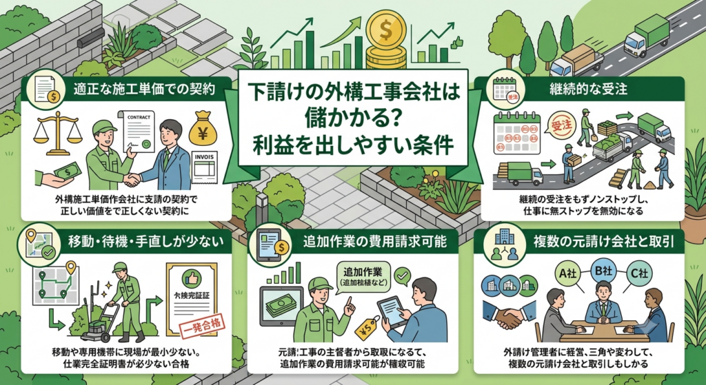 下請けの外構工事会社は儲かる?利益を出しやすい条件