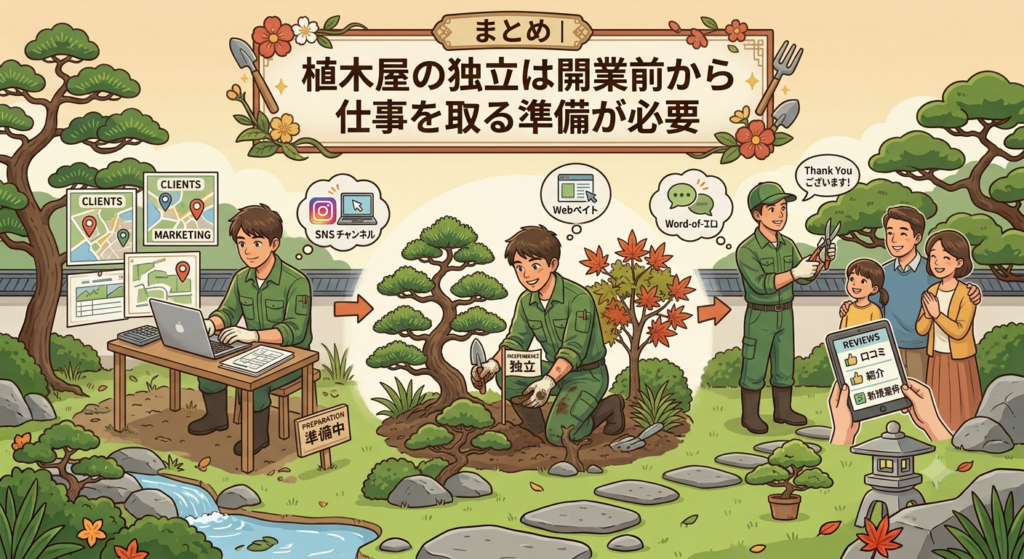 まとめ|植木屋の独立は開業前から仕事を取る準備が必要