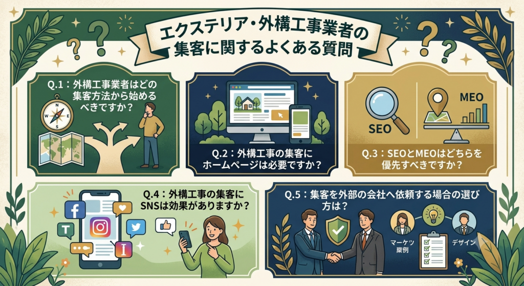 エクステリア・外構工事業者の集客に関するよくある質問