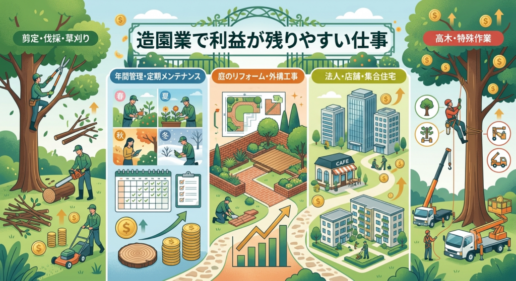 造園業で利益が残りやすい仕事