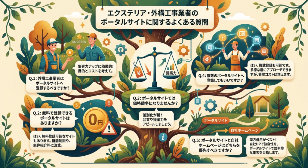 エクステリア・外構工事業者のポータルサイトに関するよくある質問