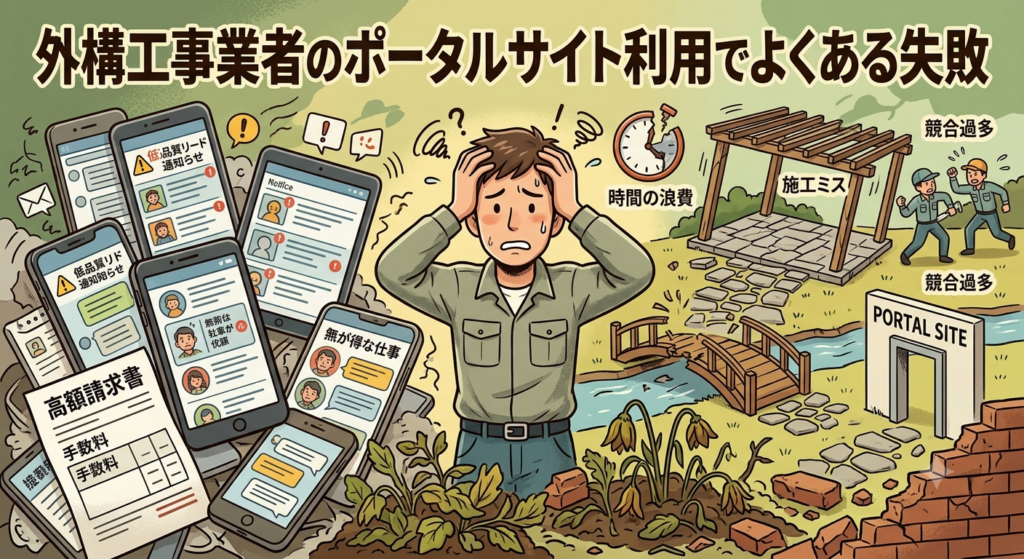 外構工事業者のポータルサイト利用でよくある失敗