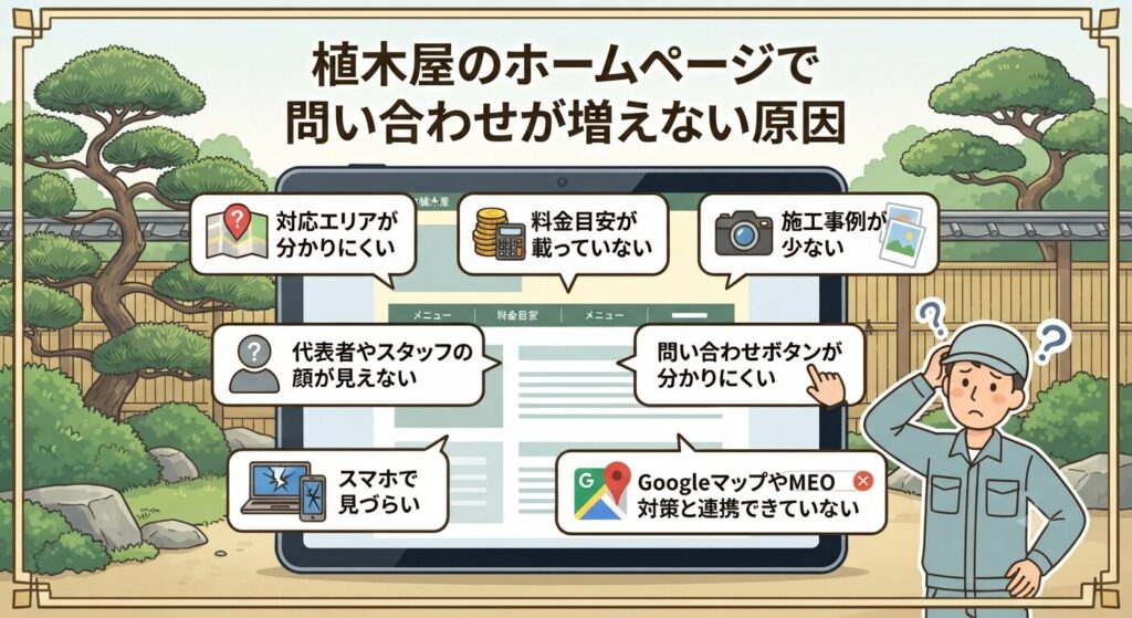 植木屋のホームページで問い合わせが増えない原因
