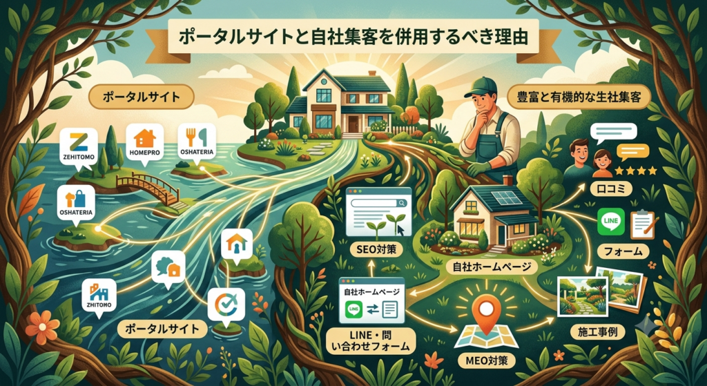 ポータルサイトと自社集客を併用するべき理由